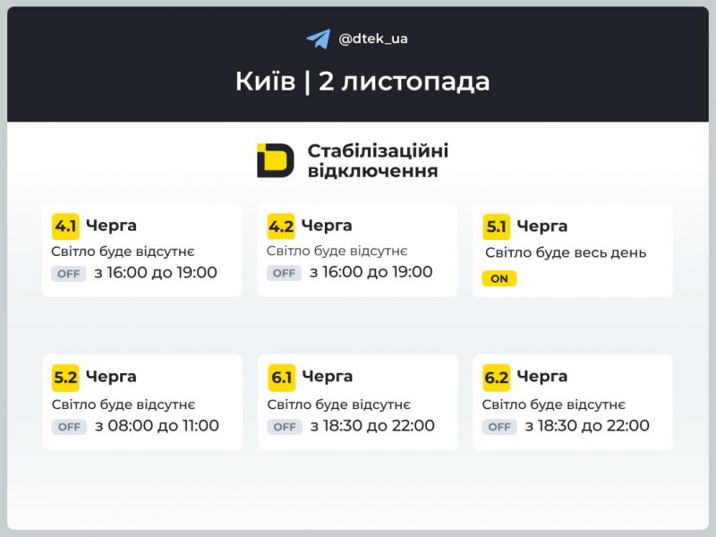Як виключатимуть світло у Києві 2 листопада: оприлюднено графіки