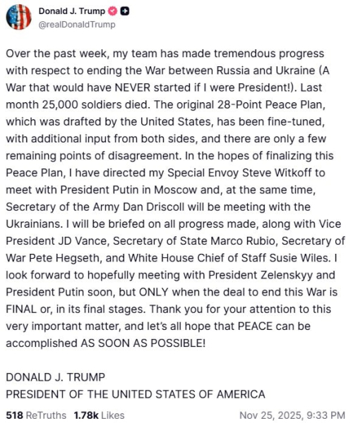 Трамп назвав умову для його зустрічі із Зеленським і Путіним