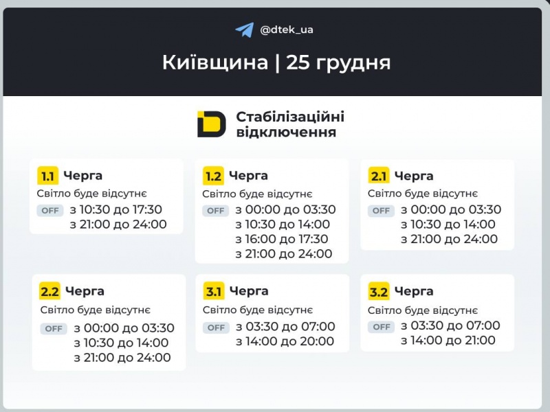 Відключення світла на Різдво: де діють аварійні, а де - за графіками