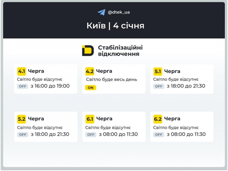 У Києві світла може не бути чотири години поспіль: графіки відключень на 4 січня